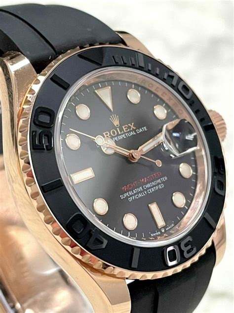 rolex yacht naster 40 rose gold black dial strap|Rolex Yacht-Master 40 18 ct.